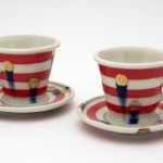 Cup & Saucers, Porcelain, Underglaze, Glaze, Gold Lustre, 2013