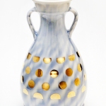 Tall Vase, Porcelain, Underglaze, Glaze, Gold Lustre, 2017